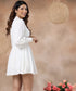 High Neck Belted Skater White Dress